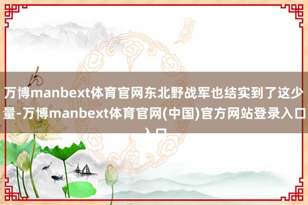 万博manbext体育官网东北野战军也结实到了这少量-万博manbext体育官网(中国)官方网站登录入口